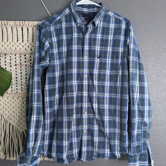 American Eagle Button Down Long Sleeve Shirt Size Medium Men's - Picture 2 of 6